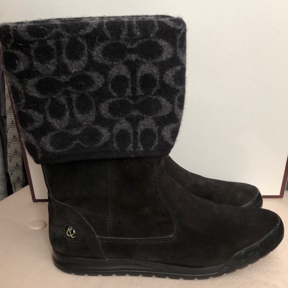 Coach Shoes Coach Black Suede Signature Boots Poshmark